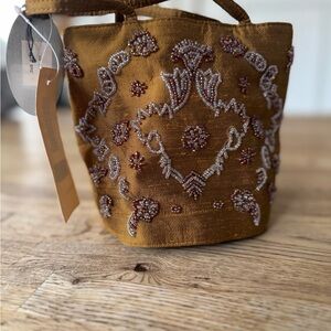 Embroidered Gold Tote Bag
